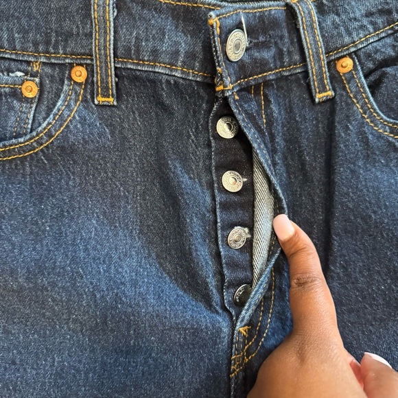 Levi's women's Dark Indigo Straight Jeans - Picture 5 of 8